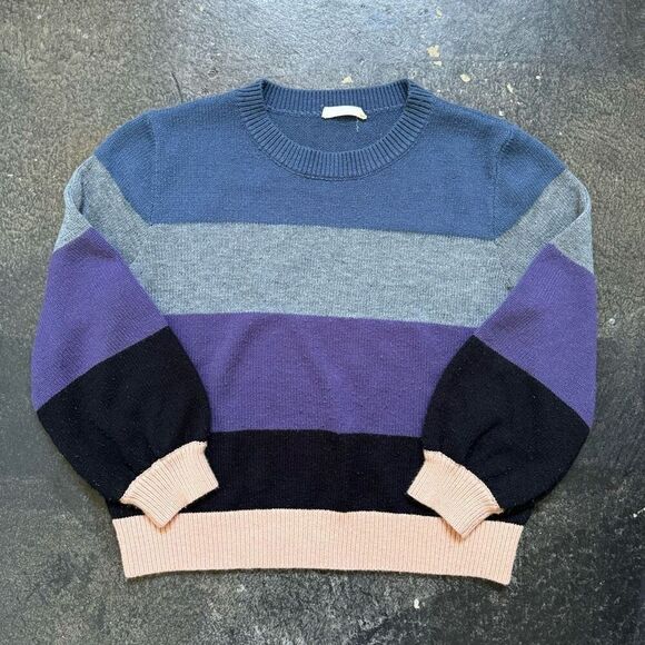 Elodie Women’s Striped Sweater Size Large Acrylic Blend Colorful Stretch Preppy - Picture 1 of 10